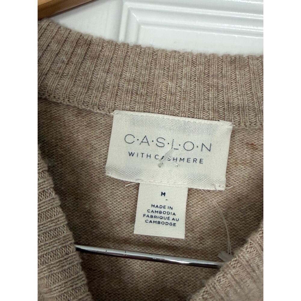 Caslon Cashmere Wool Blend Sweater Ribbed‎ Raglan Sleeve Crewneck Pullover M NEW - Picture 5 of 6